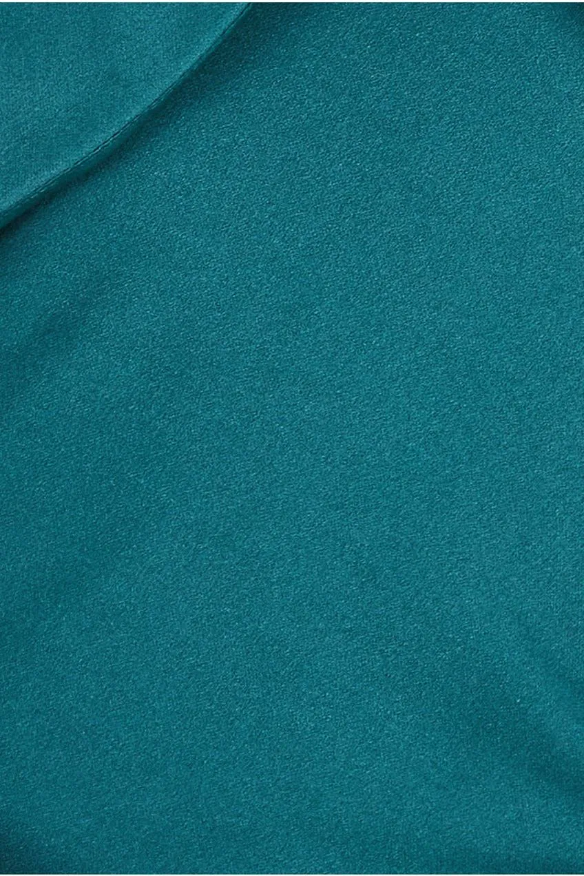 Goddiva Scuba Crepe Pleated Bardot Maxi - Emerald Green