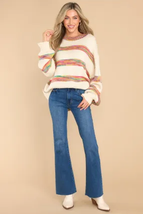 Holding On Tight Ivory Multi Stripe Sweater