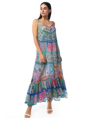 Inoa Martinique Frill Strap Silk Maxi Dress