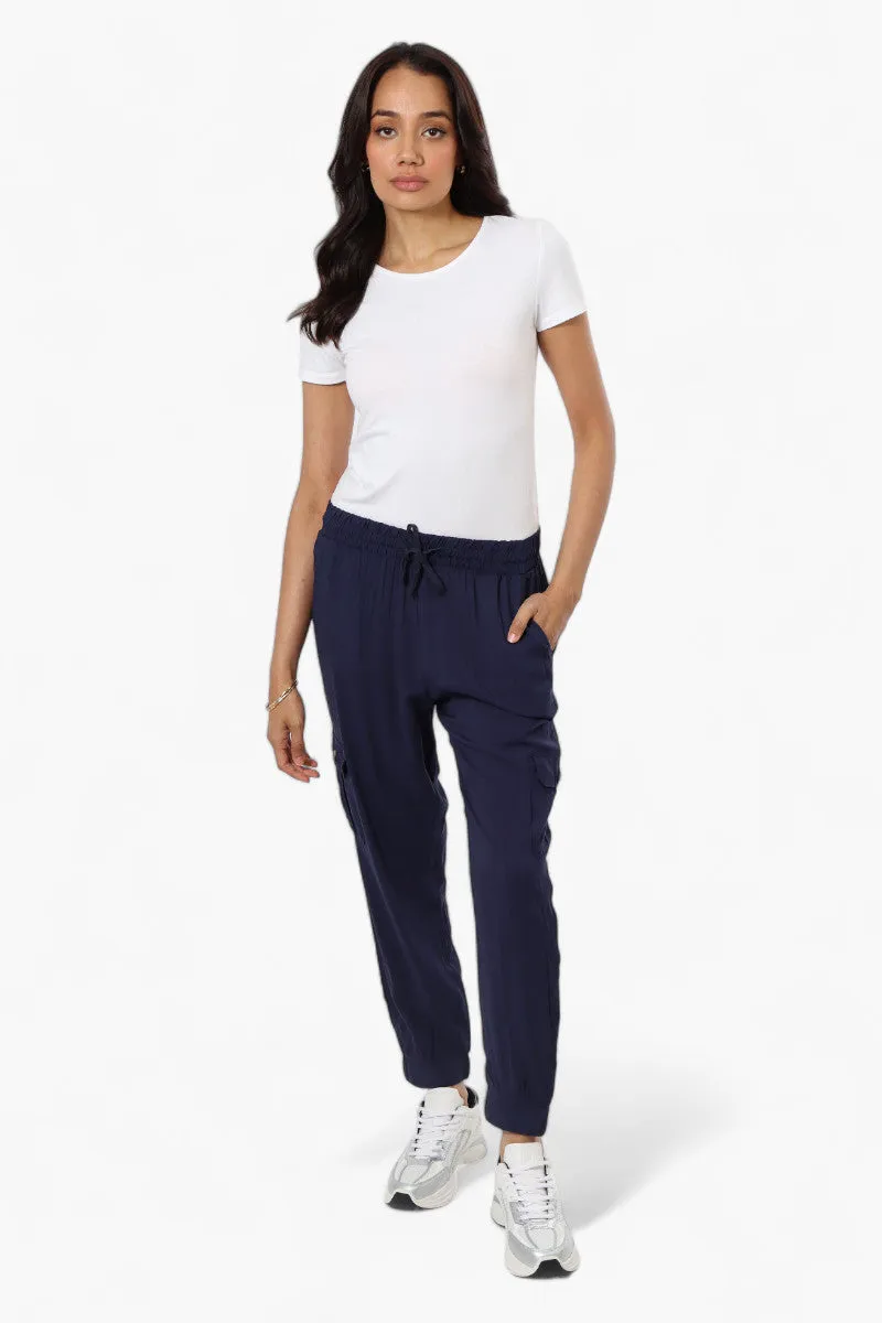 International INC Company Tie Waist Cargo Pocket Jogger Pants - Navy