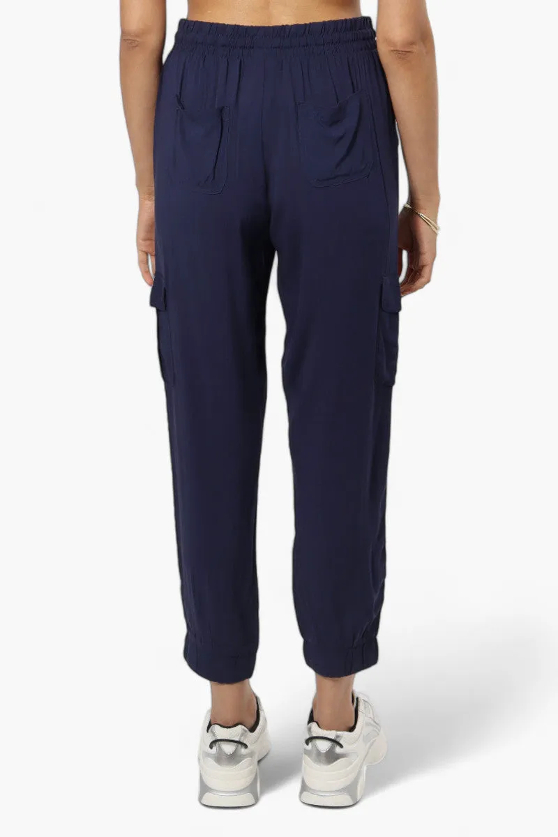 International INC Company Tie Waist Cargo Pocket Jogger Pants - Navy