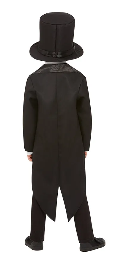 Kids Black Tail Coat & Top Hat Formal Costume Kit