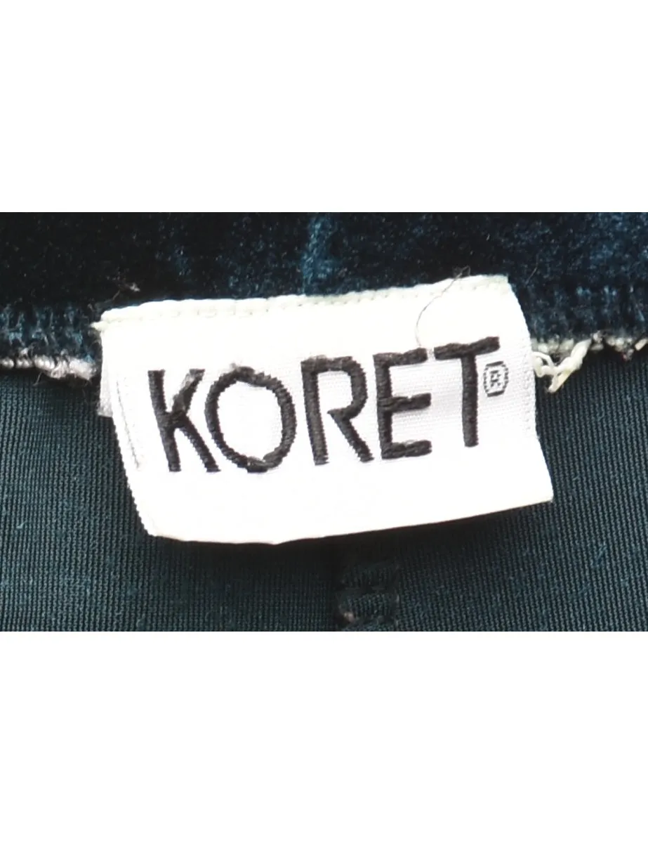 Koret Dark Green Elasticated Waist Velvet Trousers - W28 L29