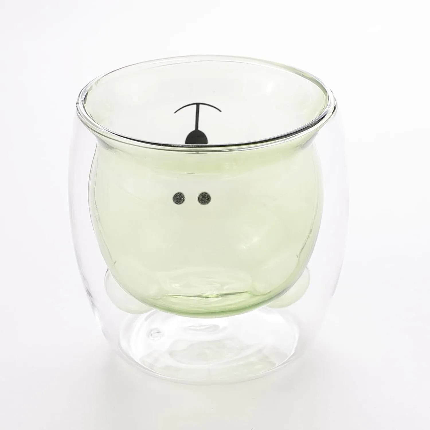 Kuber Industries 6 Pcs Cute Teddy Bear Cups | Borosilicate Double Wall Glass Cups | Microwave Safe | Heat Resistant | Scratch Proof | 250 ML | Pack of 3 | Green