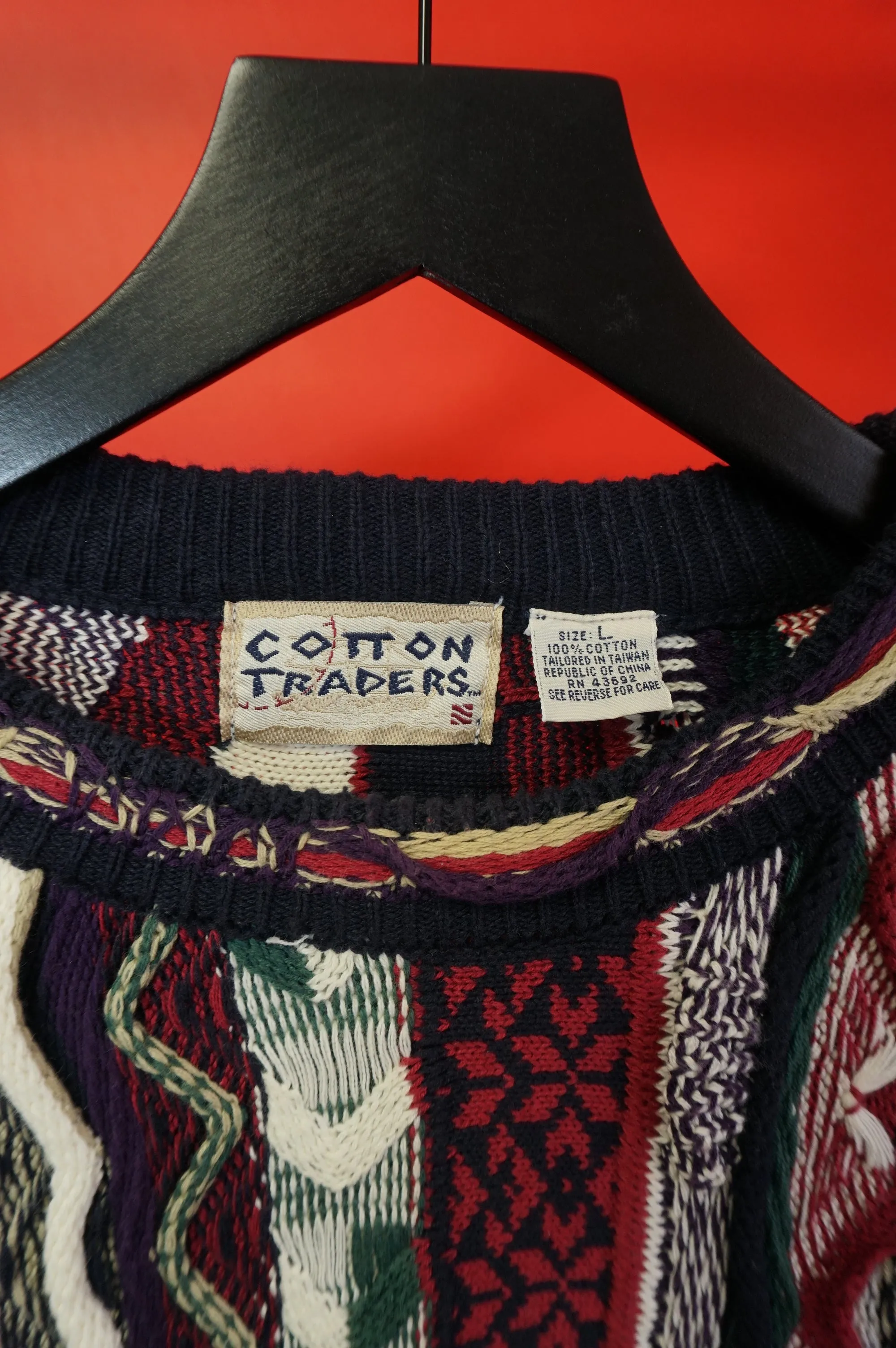 (L) Vtg Coogi-esque Cotton Traders Knit Sweater