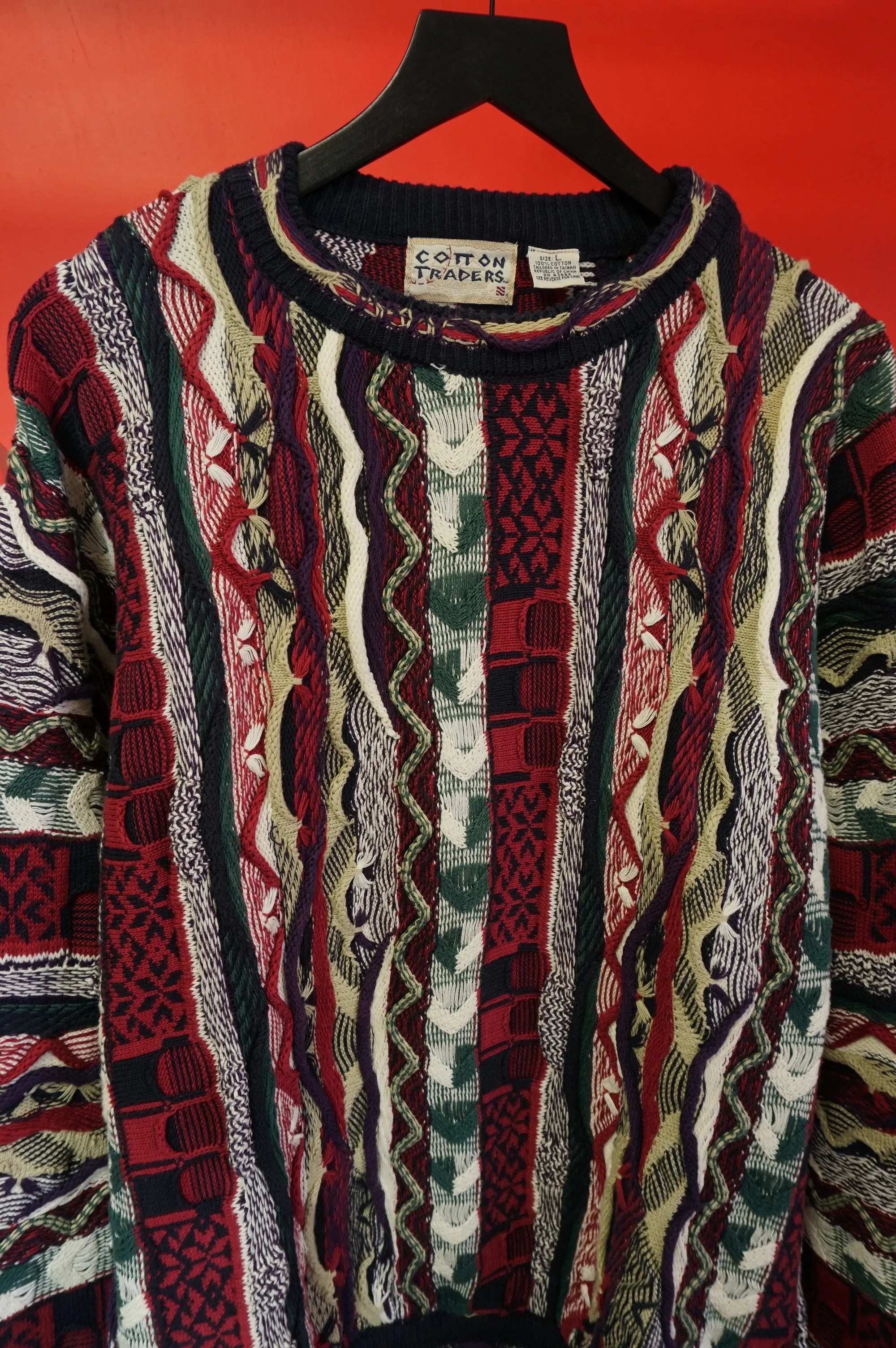 (L) Vtg Coogi-esque Cotton Traders Knit Sweater
