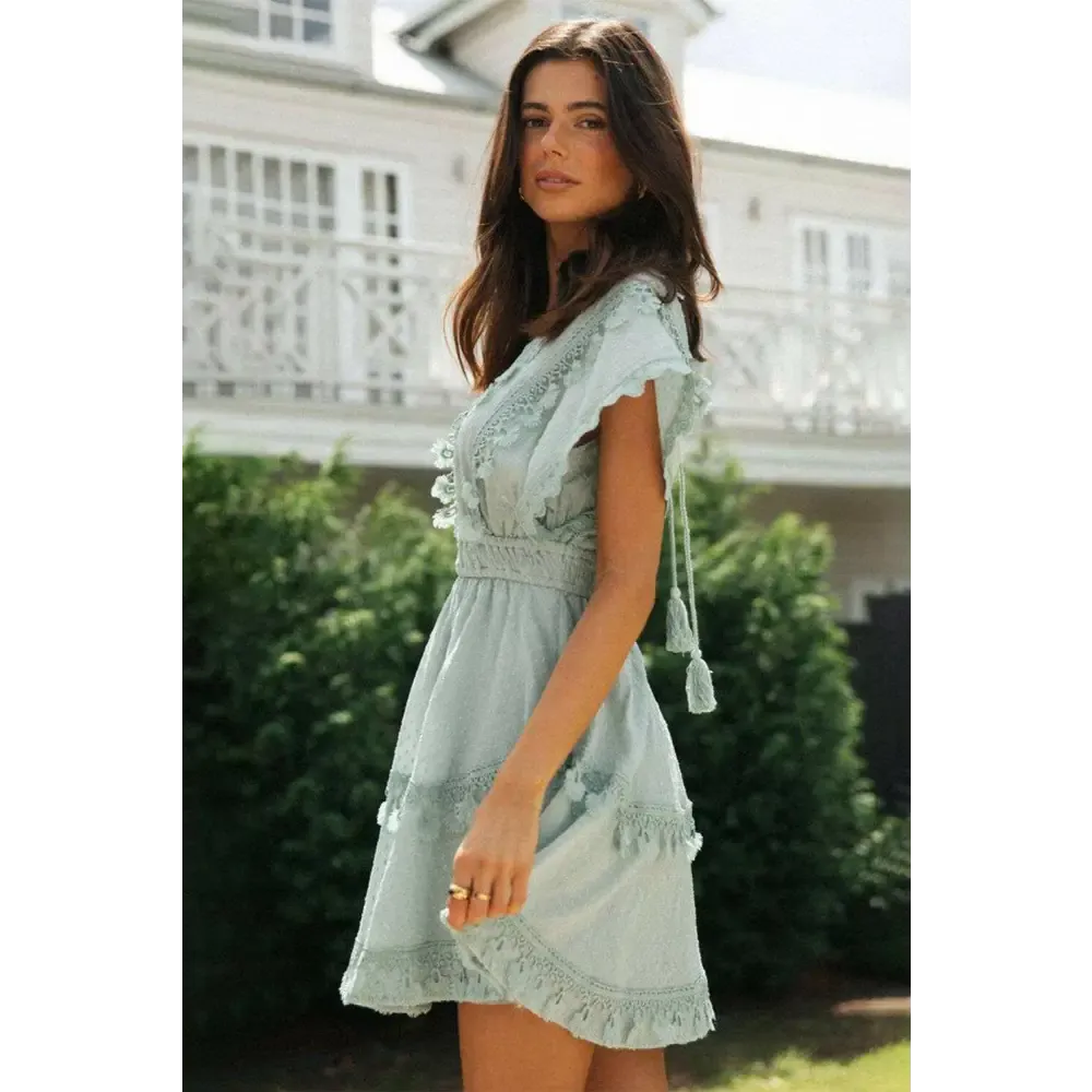 Lace Detail Plunge Mini Dress Redefines Luxury Fashion for Women