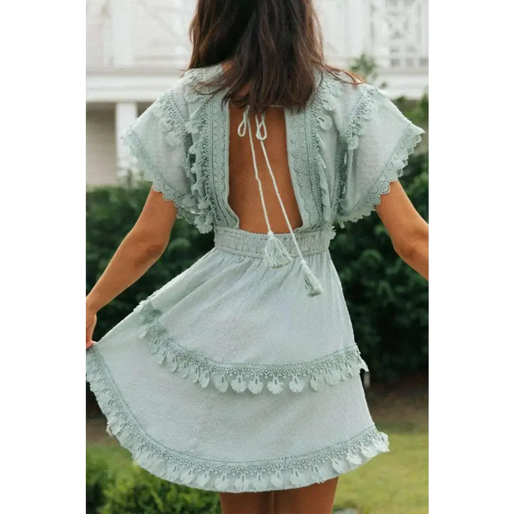 Lace Detail Plunge Mini Dress Redefines Luxury Fashion for Women