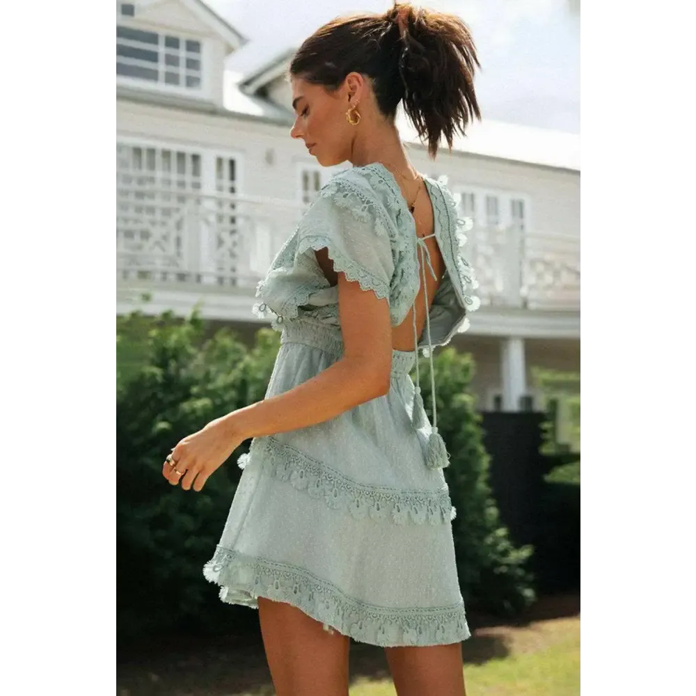 Lace Detail Plunge Mini Dress Redefines Luxury Fashion for Women