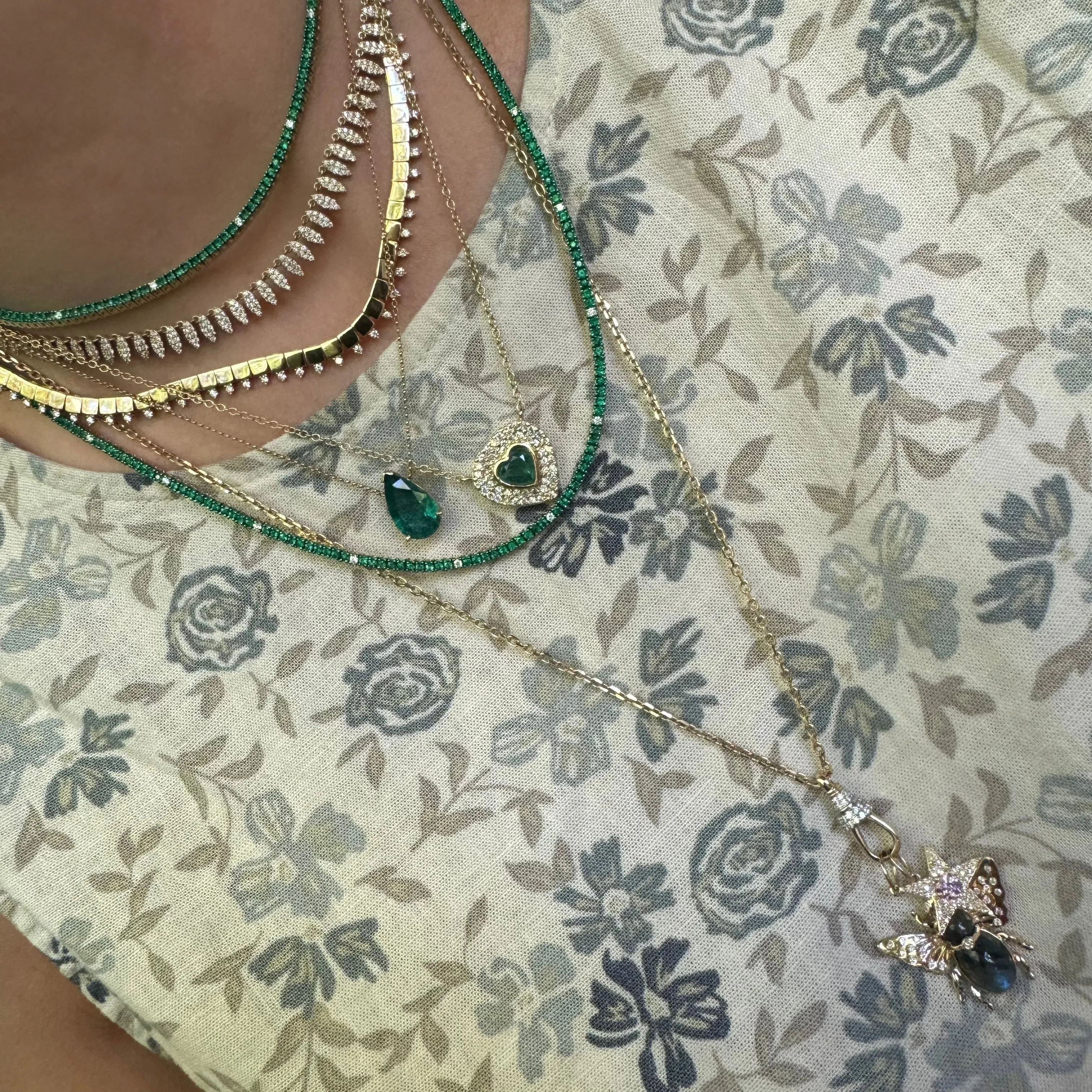 Lengthy Lady Emerald & Diamond Tennis Necklace