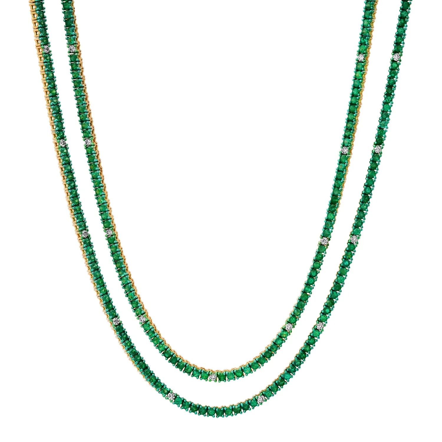 Lengthy Lady Emerald & Diamond Tennis Necklace