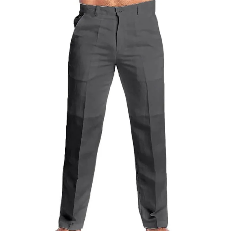 Men's Casual Solid Color Linen Blend Loose Casual Pants 73137836M