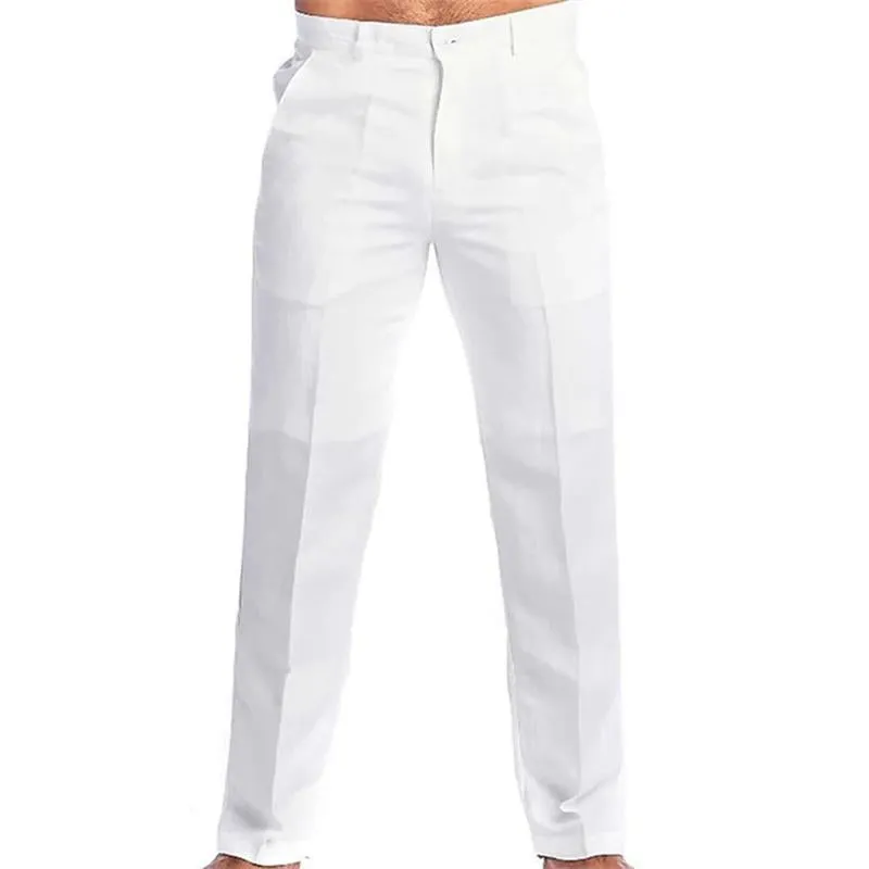 Men's Casual Solid Color Linen Blend Loose Casual Pants 73137836M