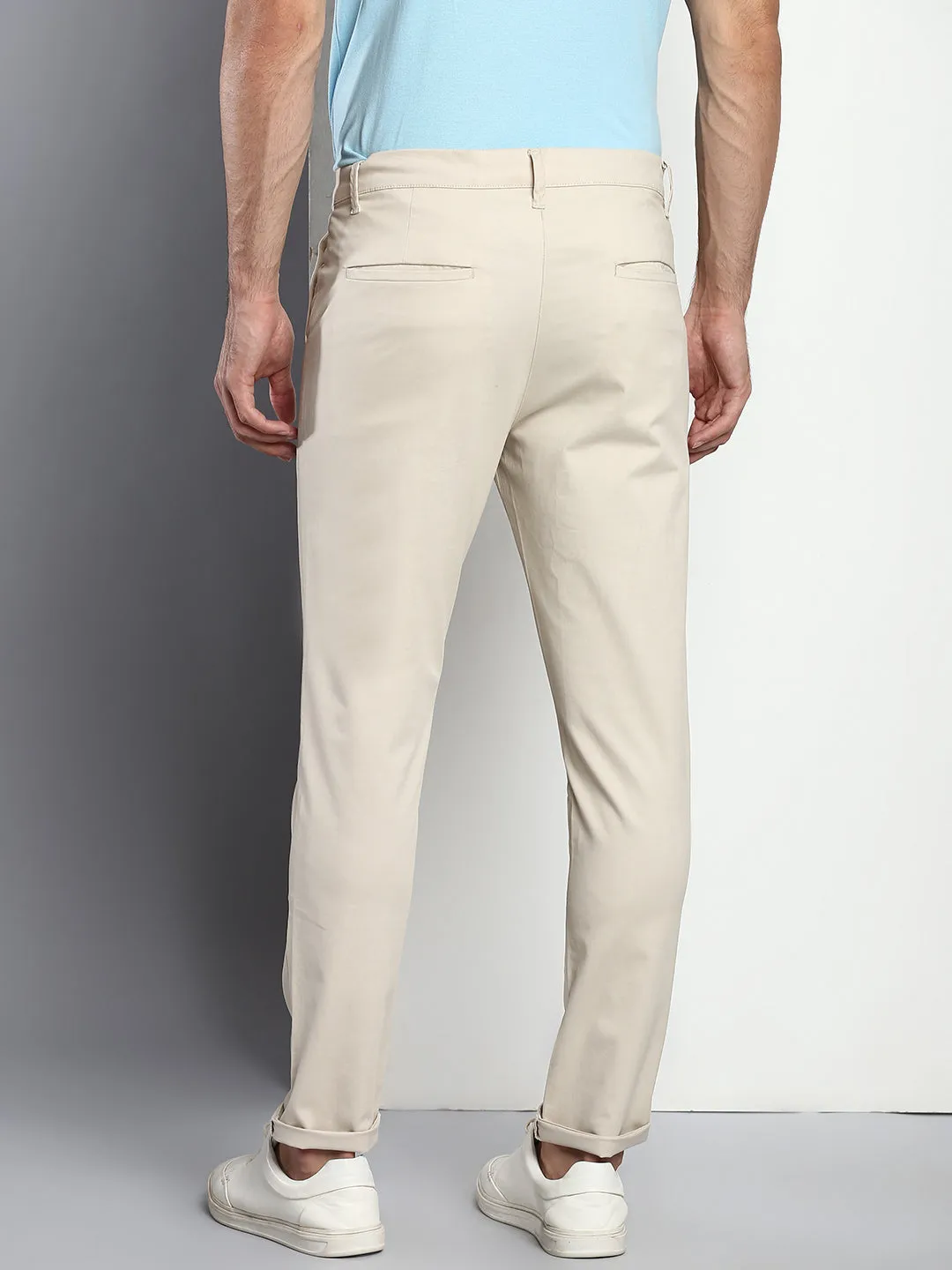 Men's Tapered Fit Cotton Chinos (Cream)