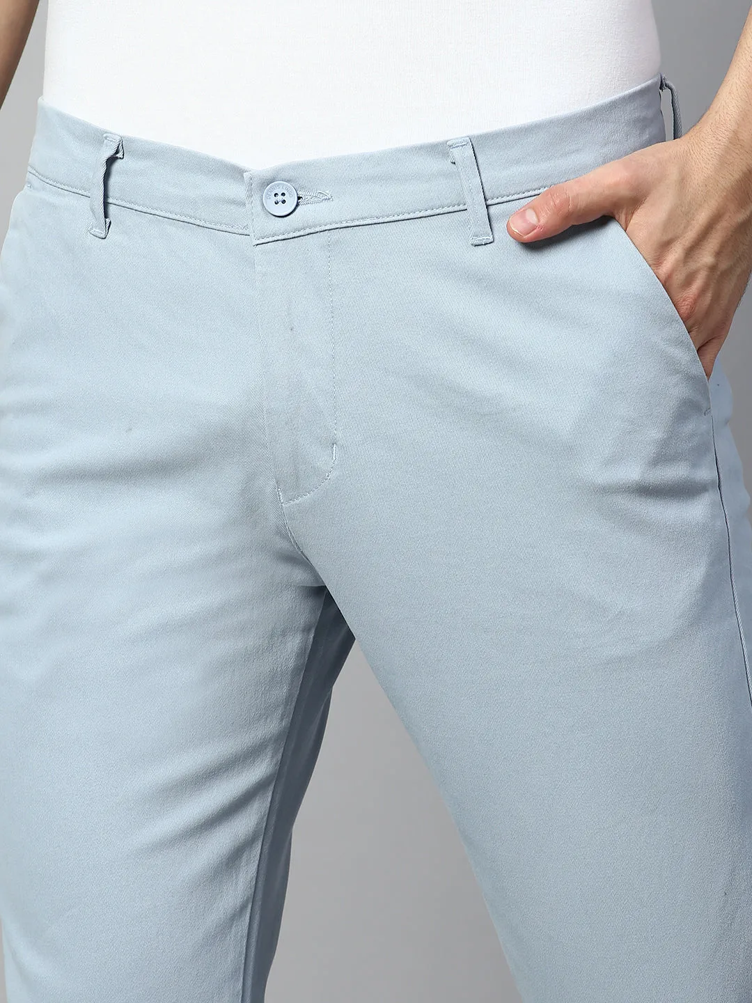 Men's Tapered Fit Cotton Chinos (Light Blue)