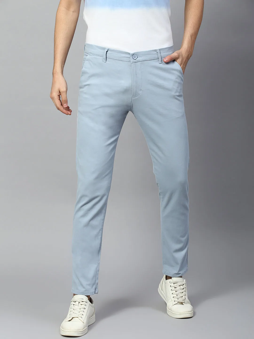Men's Tapered Fit Cotton Chinos (Light Blue)