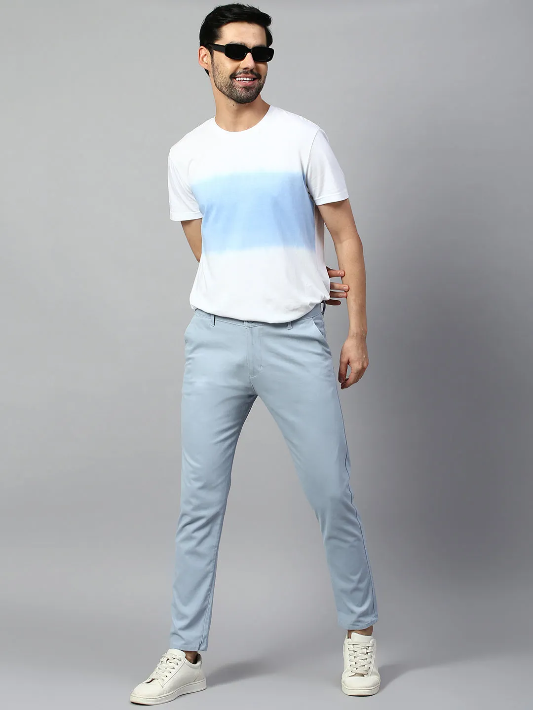 Men's Tapered Fit Cotton Chinos (Light Blue)