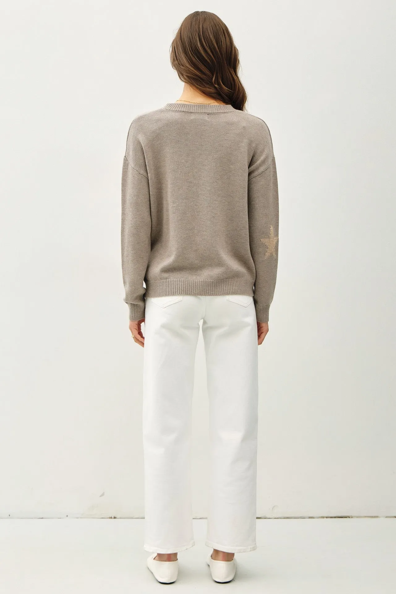 Metallic Star Crew Neck Sweater