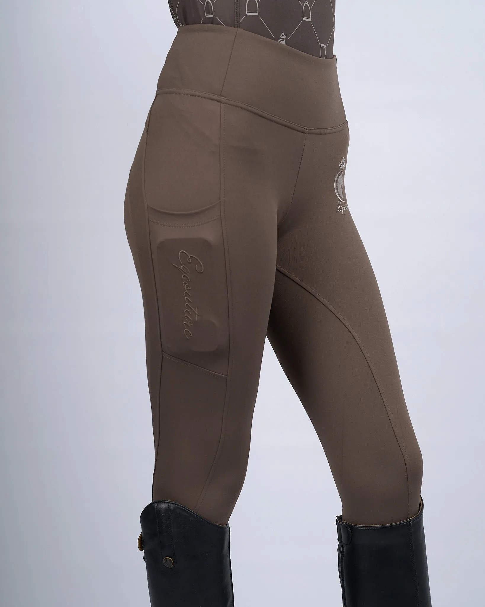 Mocha Riding Leggings / Tights with Phone Pockets - NO GRIP / SILICONE