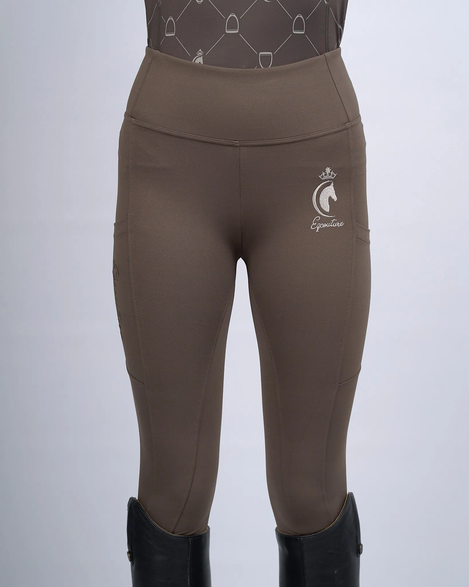 Mocha Riding Leggings / Tights with Phone Pockets - NO GRIP / SILICONE