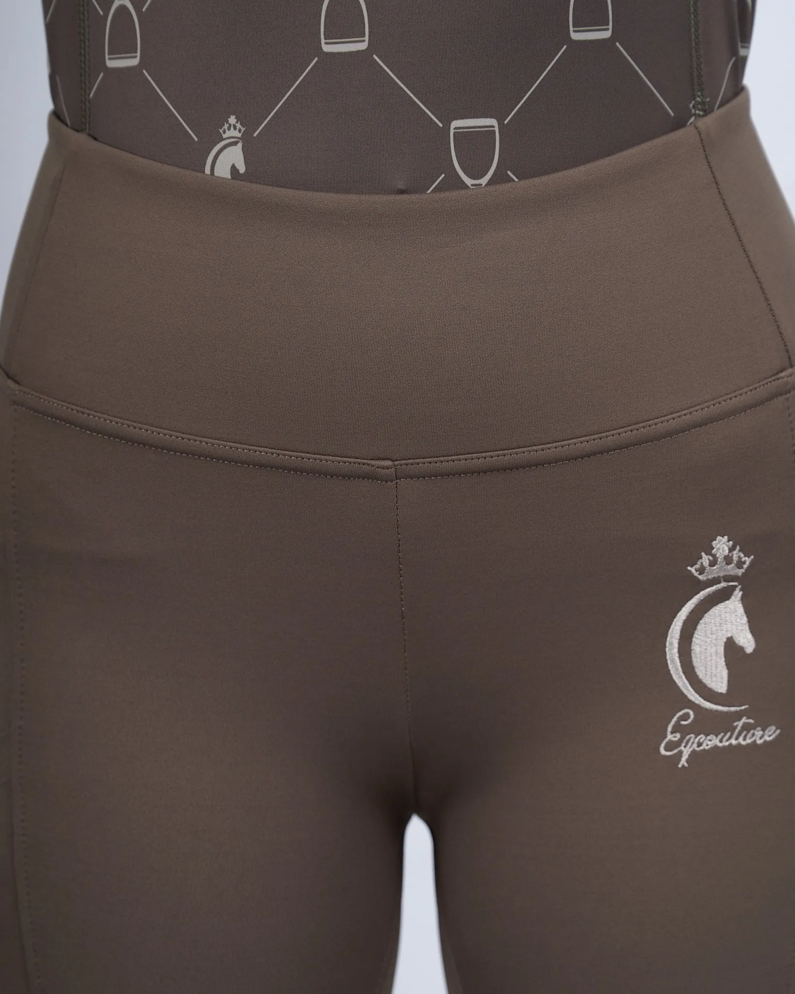 Mocha Riding Leggings / Tights with Phone Pockets - NO GRIP / SILICONE