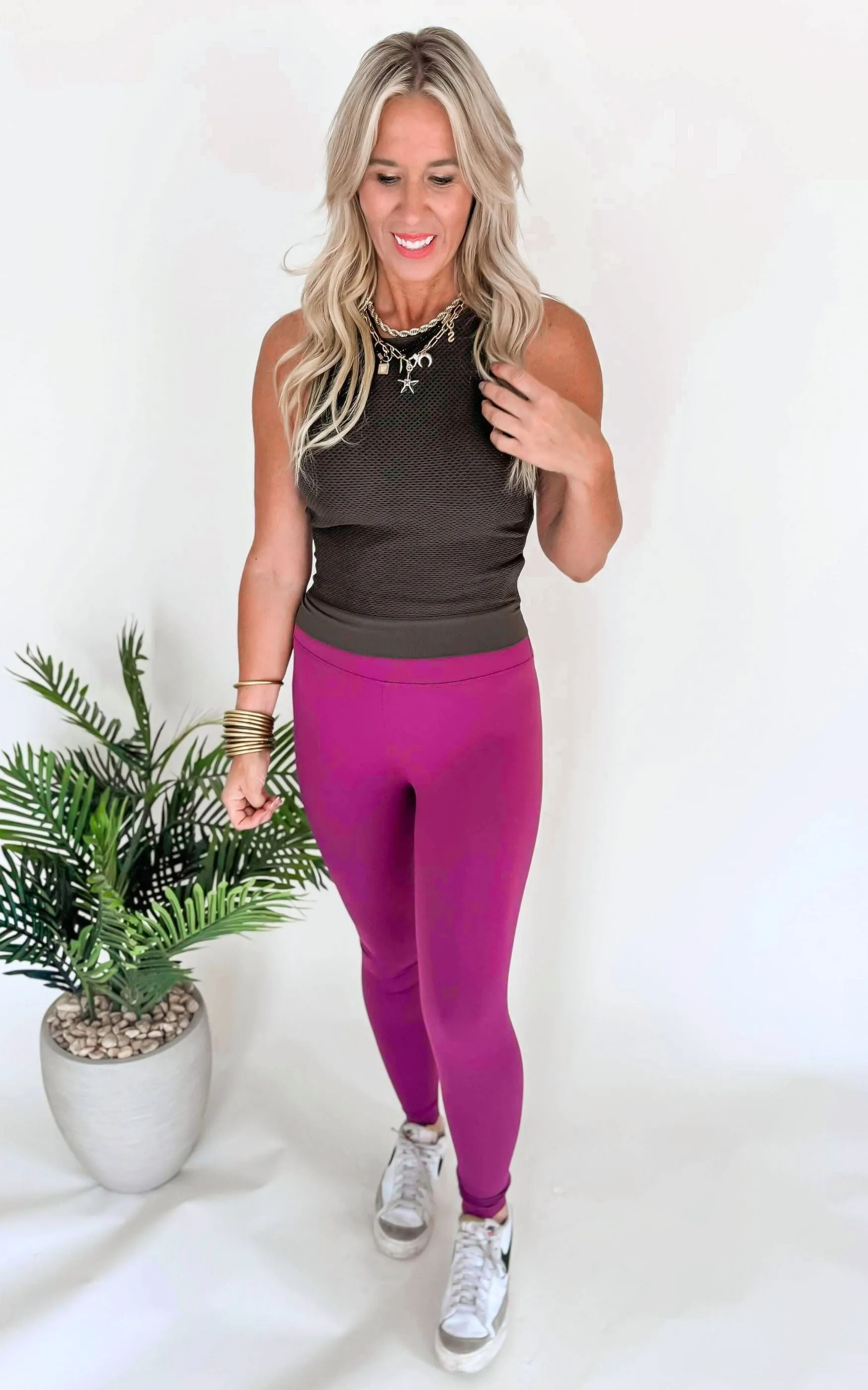 MONO B. Nylon-Blend Essential Solid Leggings