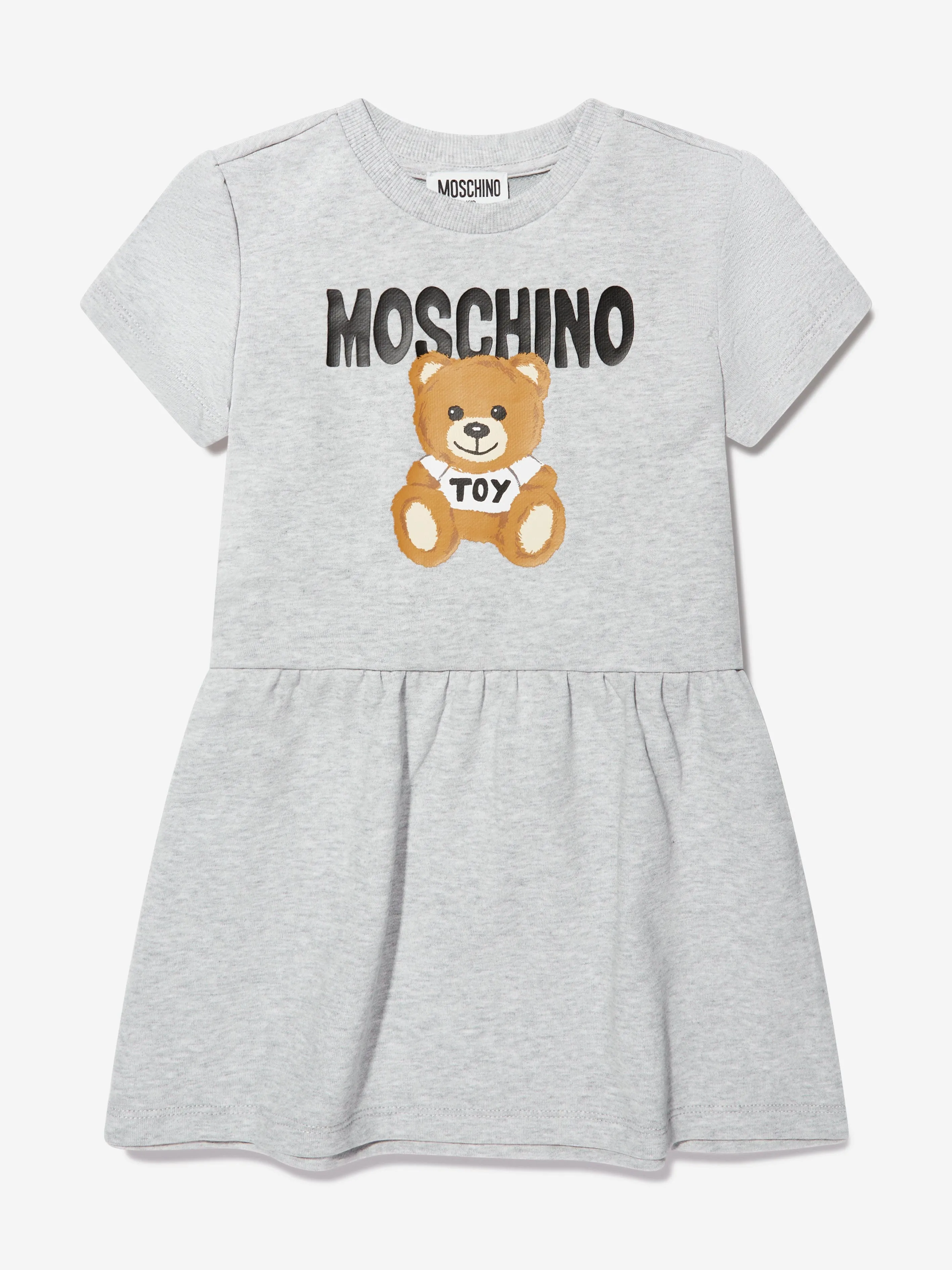 Moschino Girls Teddy Logo Dress in Grey