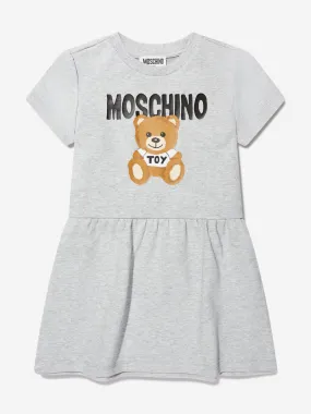 Moschino Girls Teddy Logo Dress in Grey