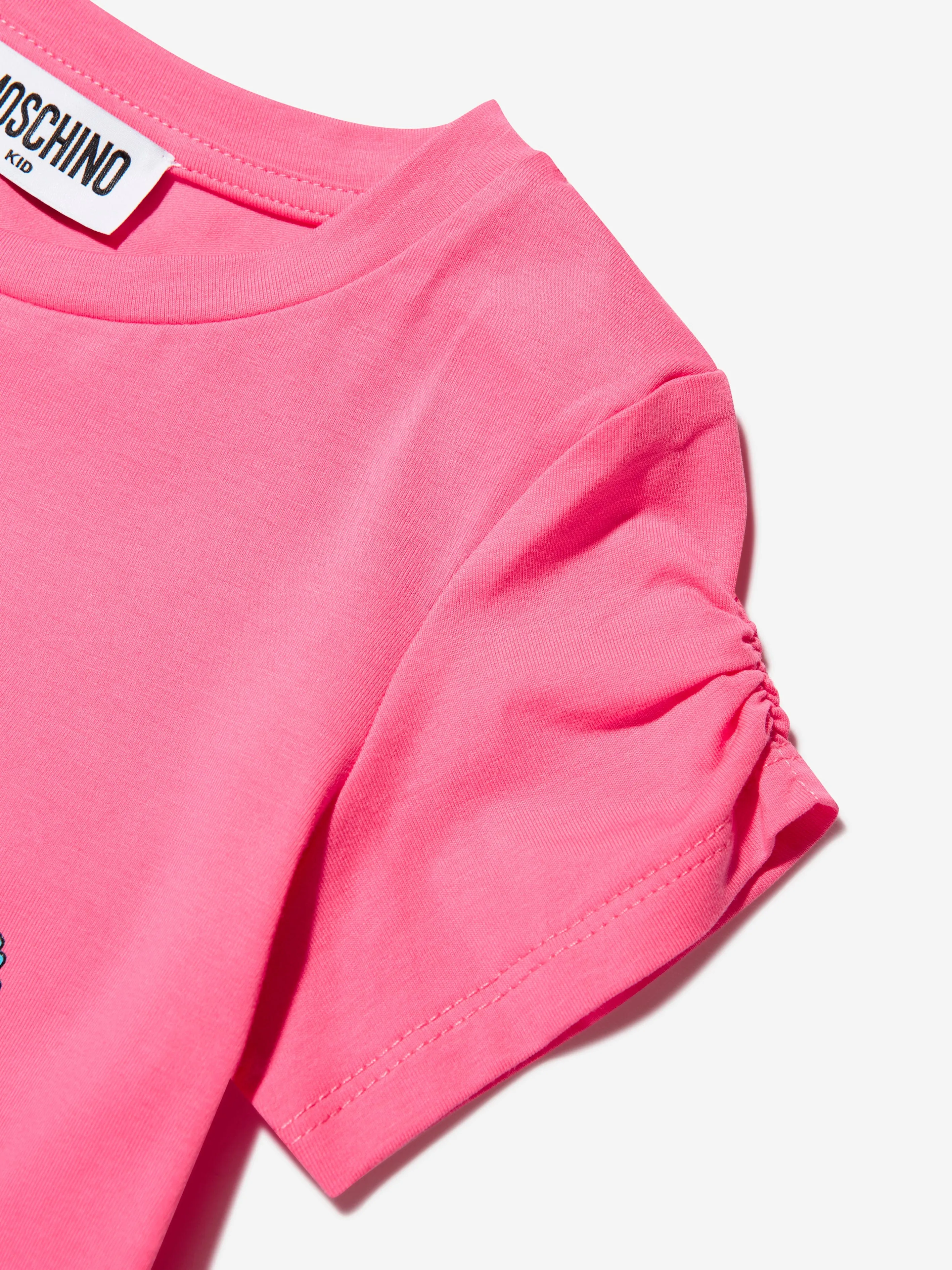 Moschino Girls Teddy Logo T-Shirt in Pink