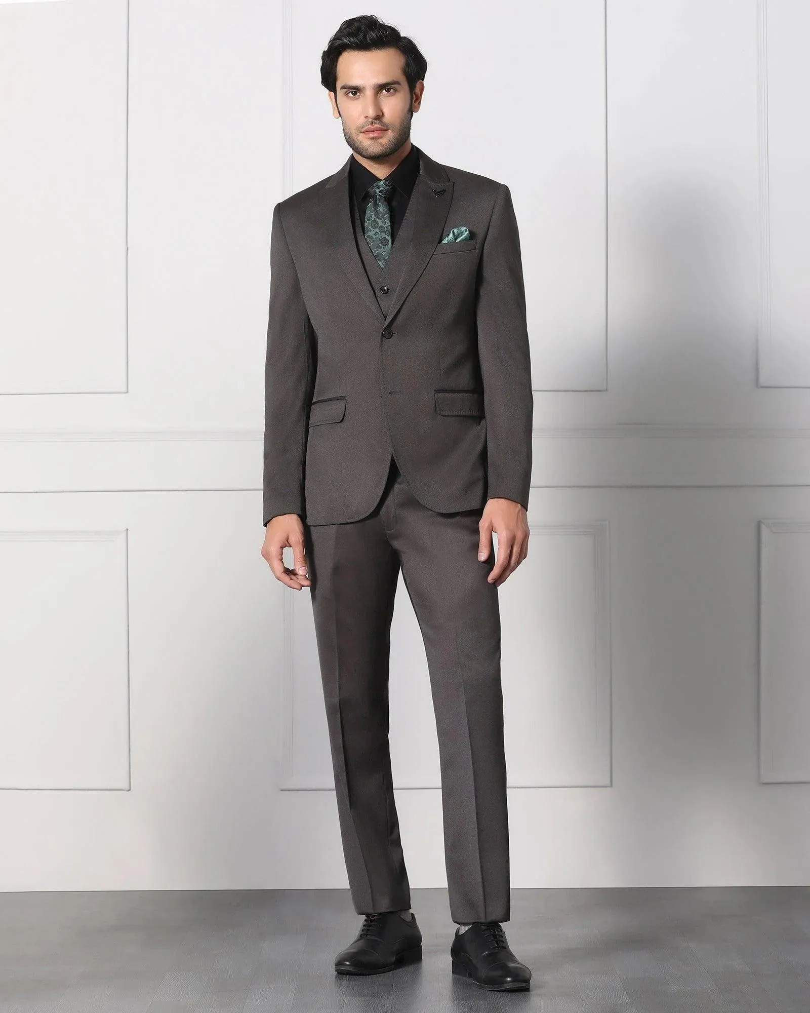 Must Haves Three Piece Grey Solid Formal Suit - Jaguar