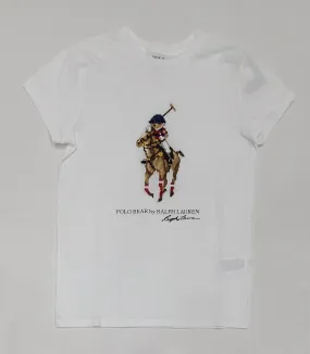 Nwt Polo Ralph Lauren Women's White Big Pony Patch Teddy Bear Tee