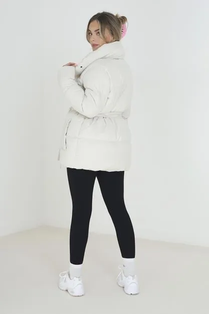 PADDED SHORT JACKET WITH SELF TIE BELT