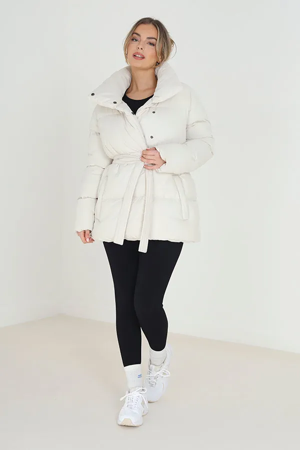 PADDED SHORT JACKET WITH SELF TIE BELT