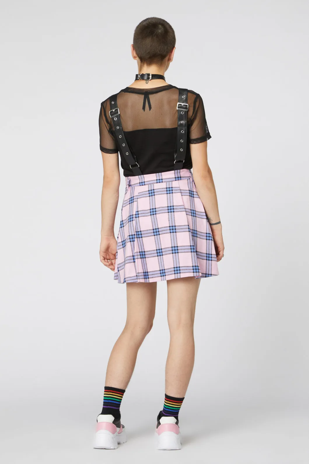 Pastel Tartan Pleated Pinny