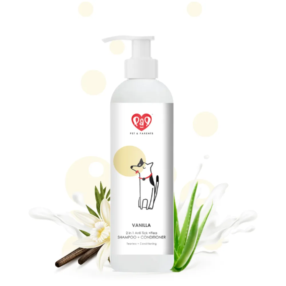 Pet And Parents 2 in 1 Anti Tick Tearless Vanilla Shampoo & Conditioner for Dogs and Cats