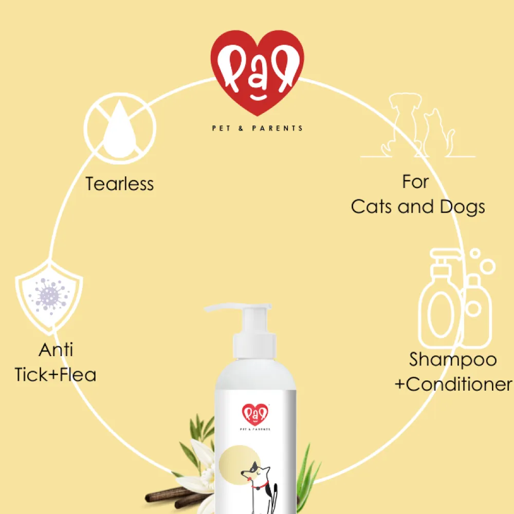Pet And Parents 2 in 1 Anti Tick Tearless Vanilla Shampoo & Conditioner for Dogs and Cats