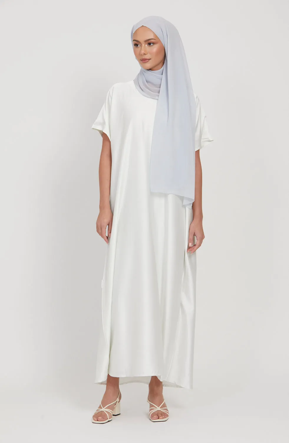 Premium Satin Inner Slip Dress WITH LINING - White