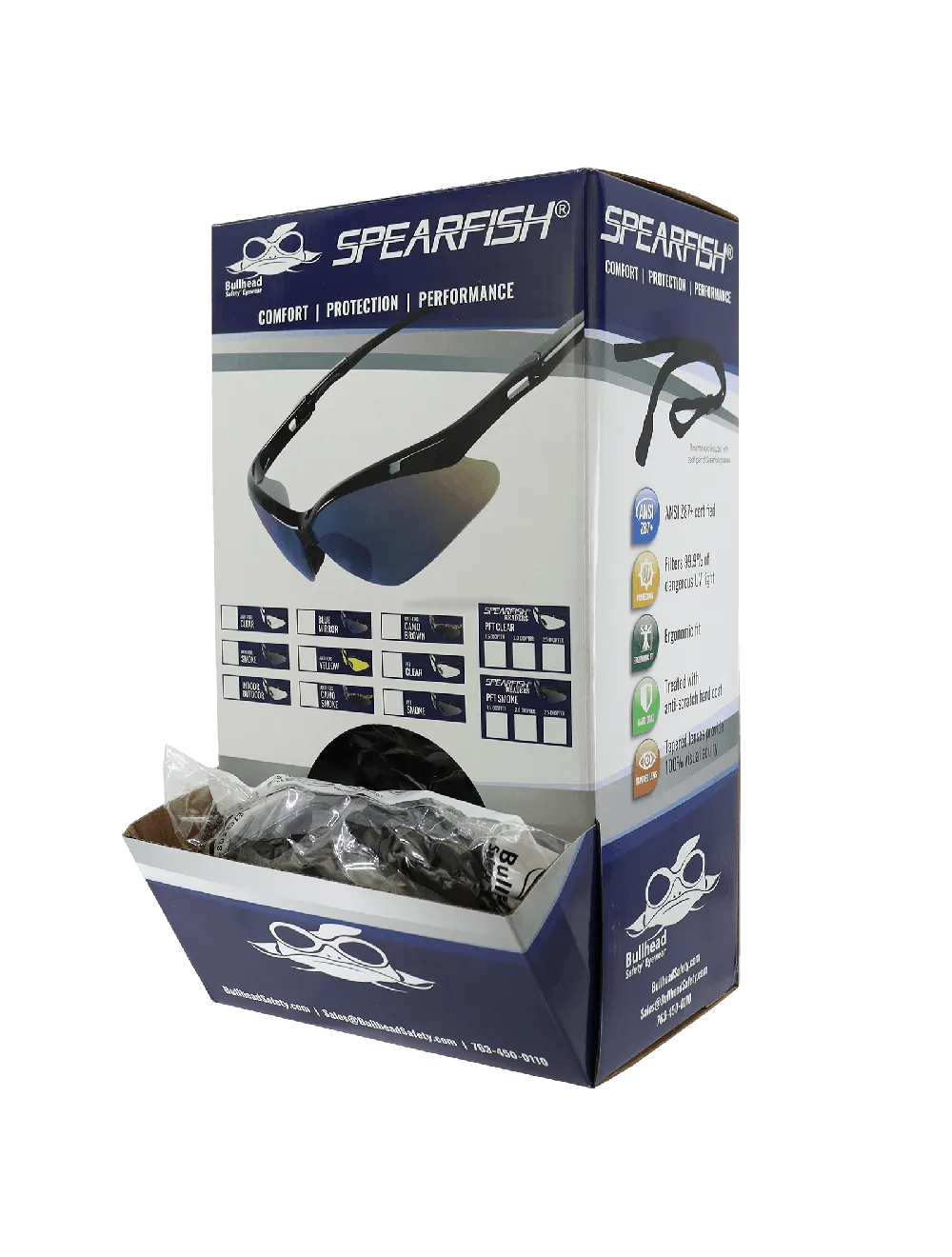 Spearfish® Clear Anti-Fog Lens, Shiny Black Frame Safety Glasses - BH2251AF