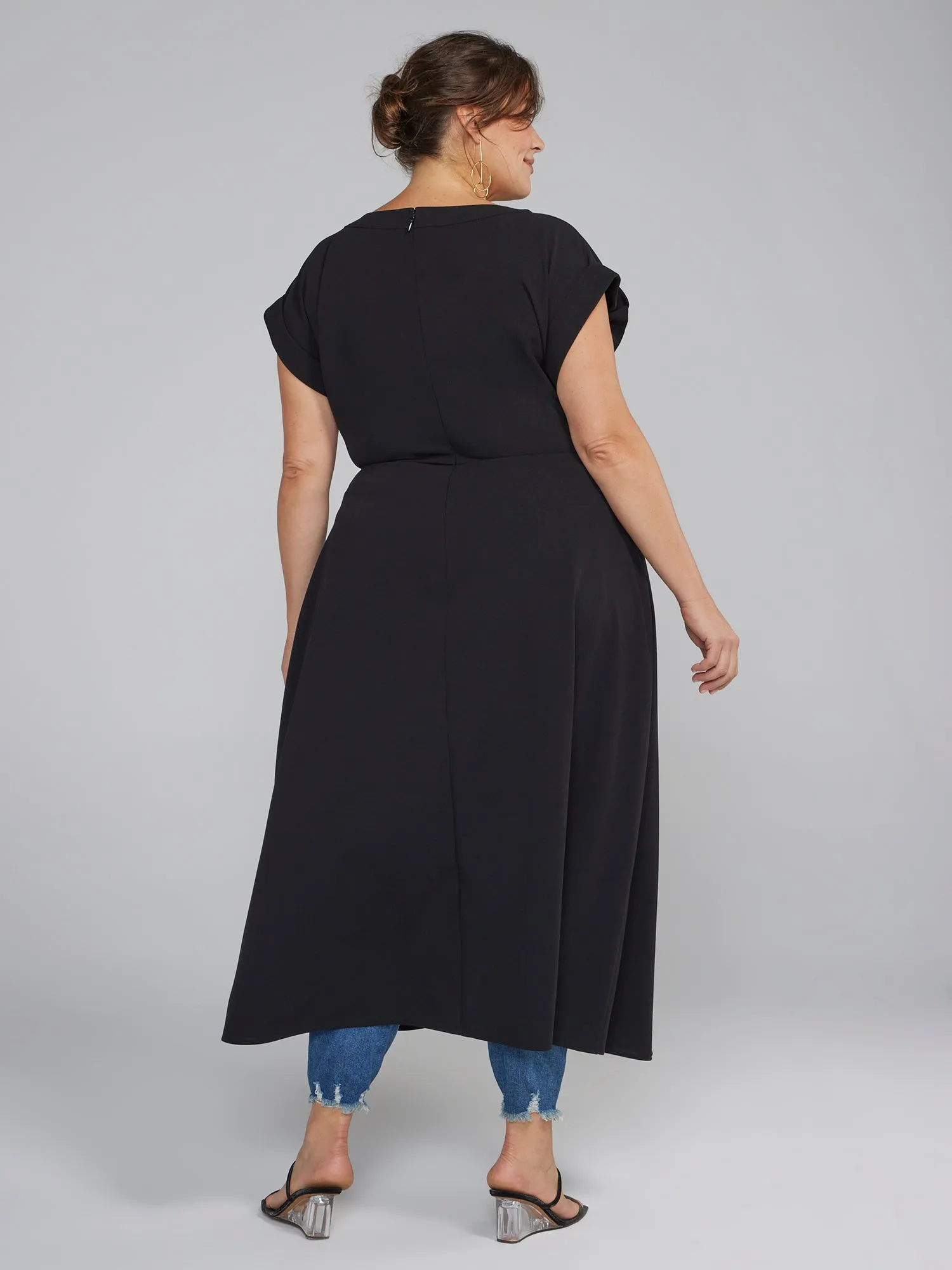 Split Front Knit Tunic Top