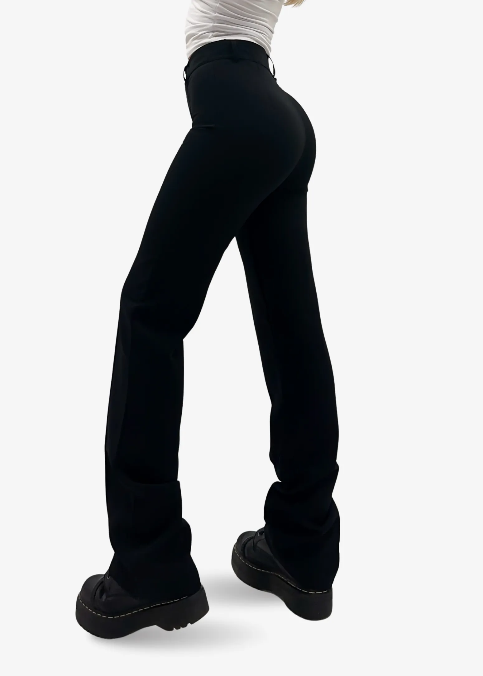 Straight leg pants met pressfold black (TALL)