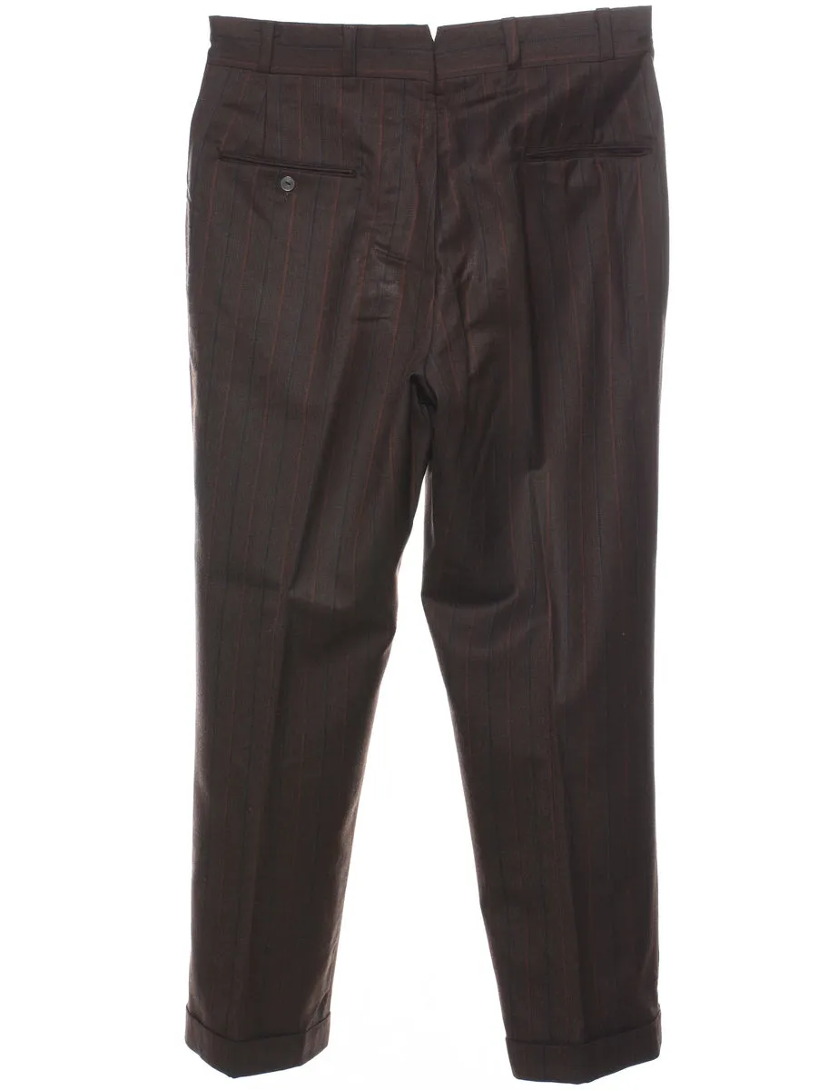 Striped Pattern Brown  Trousers - W34 L29