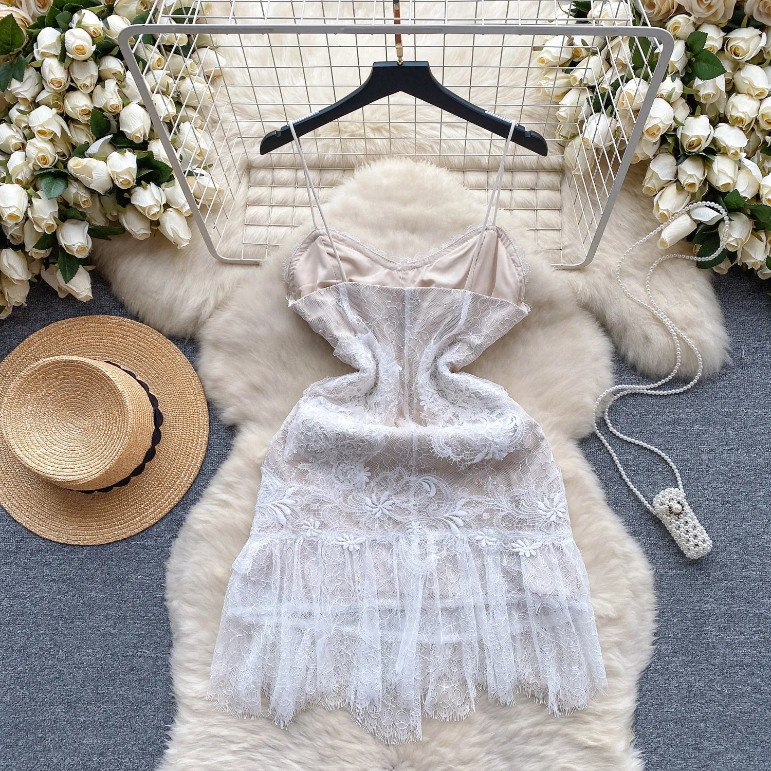 Sweetie Crochet Slip Bottoming Dress