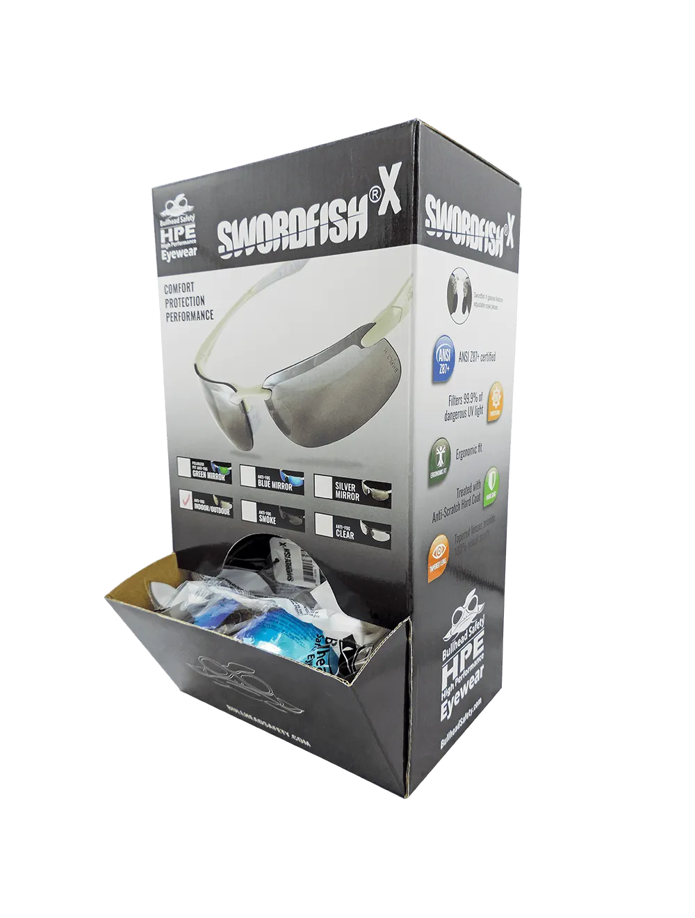 Swordfish®X Indoor/Outdoor Anti-Fog Lens, Shiny Black Frame Safety Glasses - LIMITED STOCK - BH2556AF