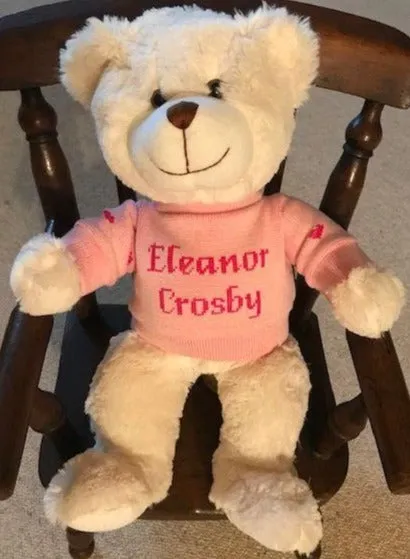 Teddy bear with personalized sweater