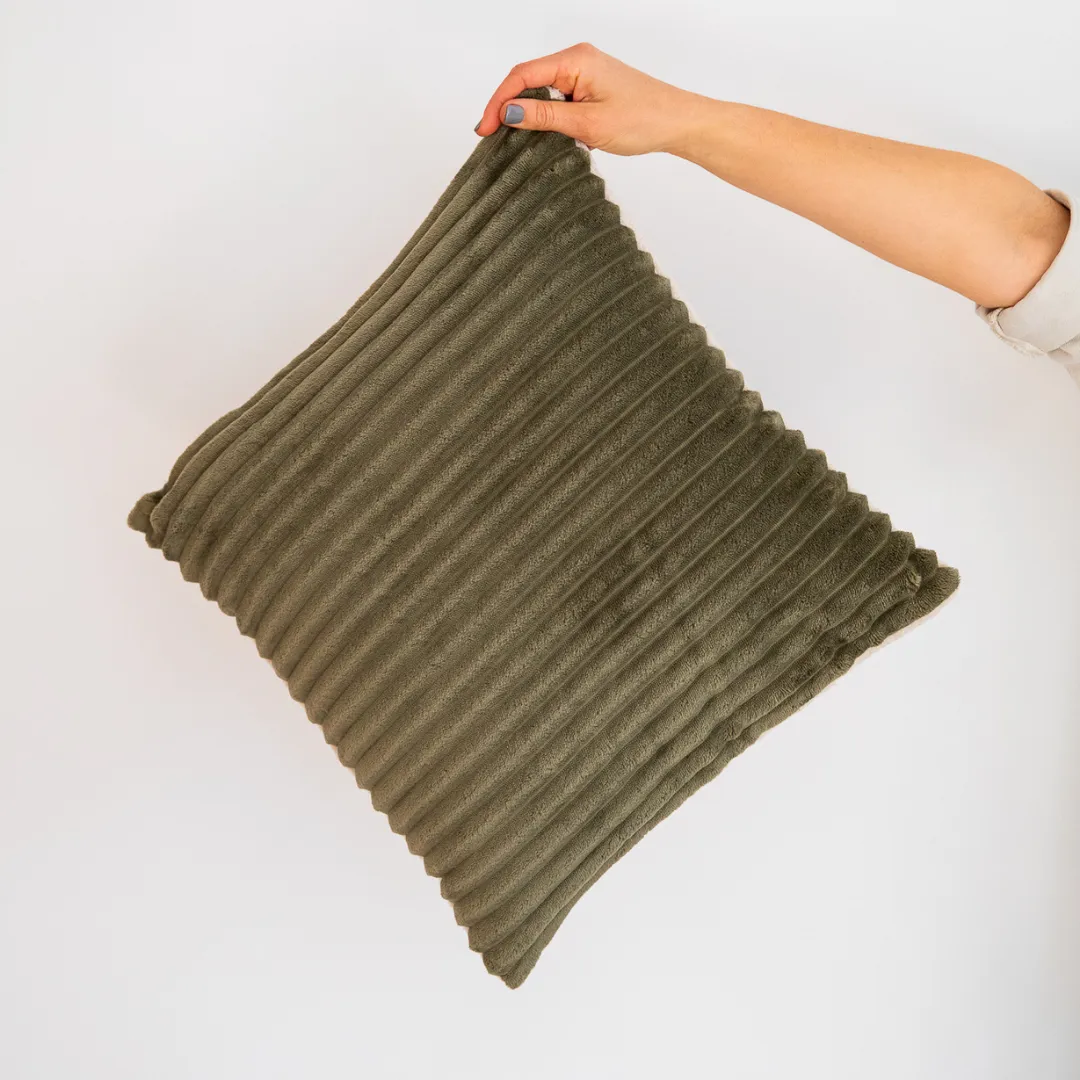 Teddy Fleece Cushion - Forest Green