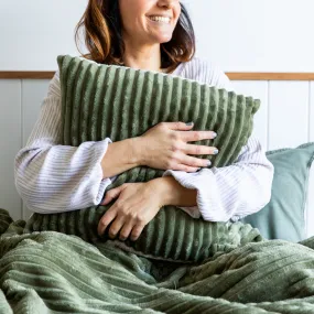 Teddy Fleece Cushion - Forest Green
