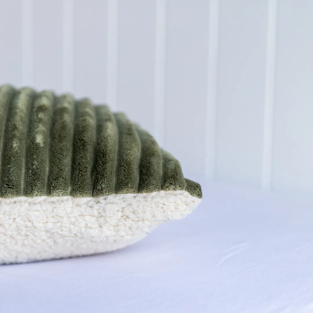Teddy Fleece Cushion - Forest Green
