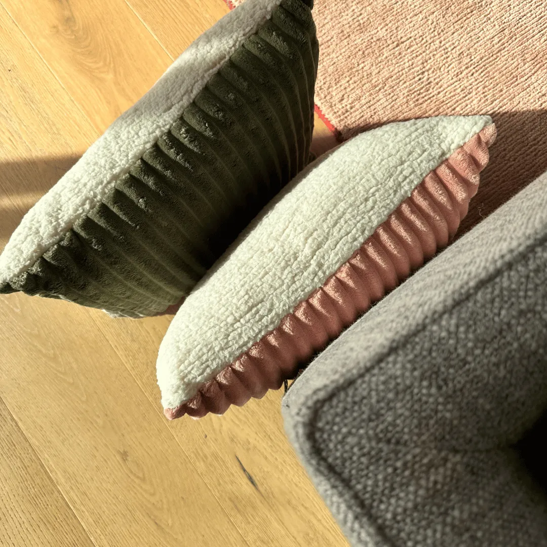 Teddy Fleece Cushion - Forest Green