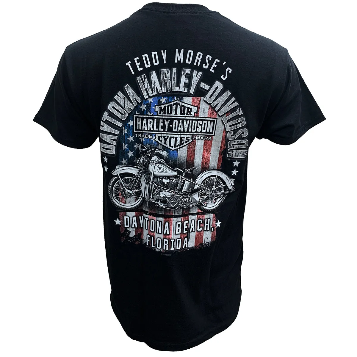 Teddy Morse's Daytona Harley-Davidson Men's Americana Short Sleeve Pocket Shirt, Black