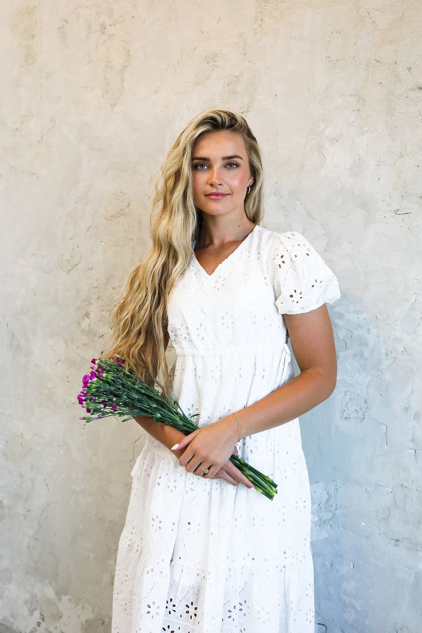 The Randa Maxi Dress in White Eyelet-Sale